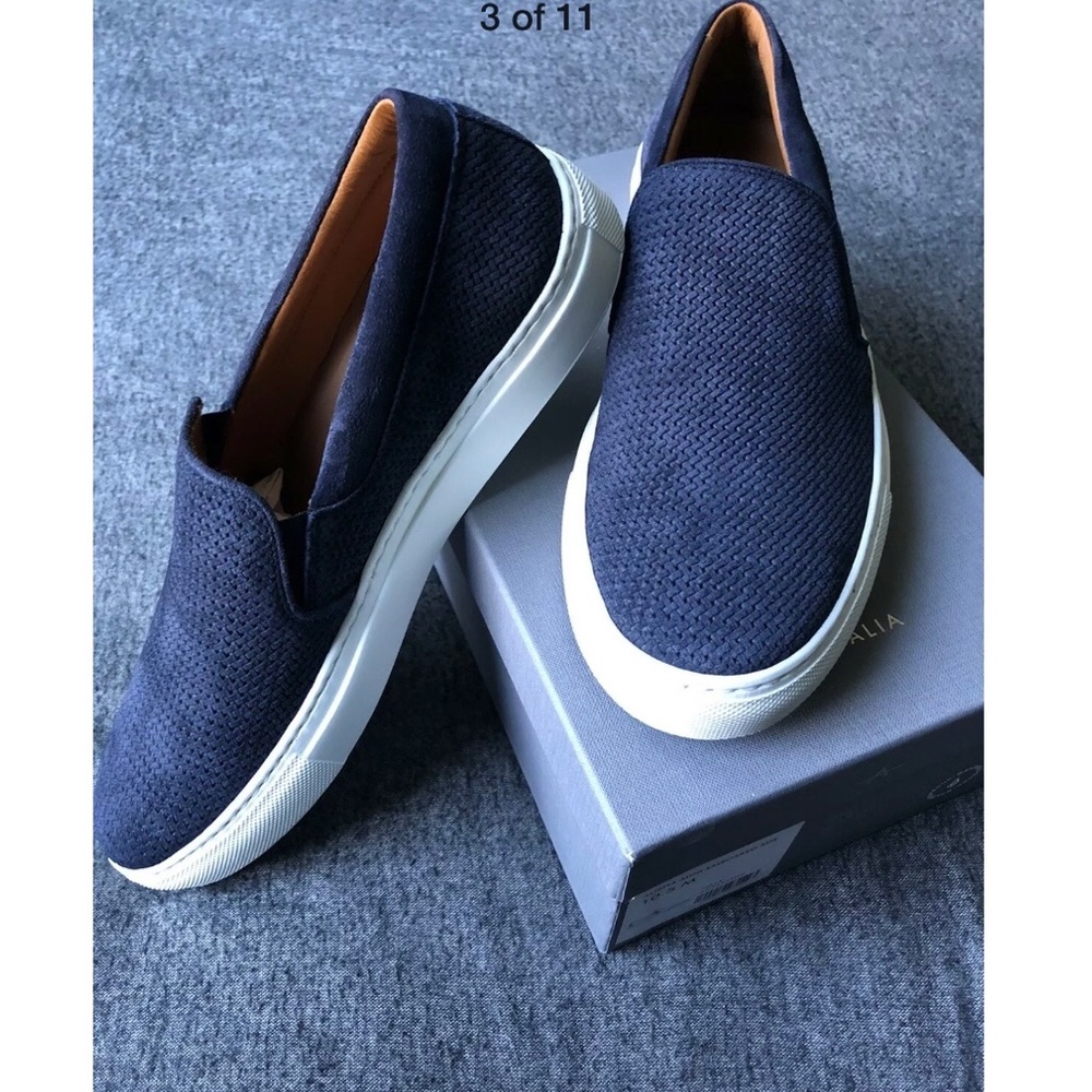 Aquatalia Navy Alisha Suede Slip-on Sneakers